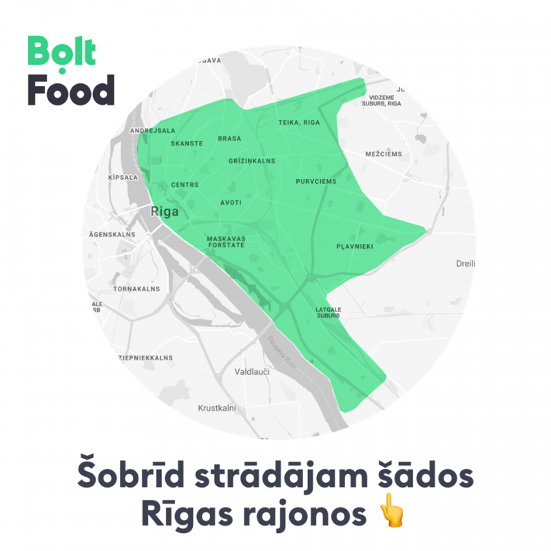 bolt food reģioni