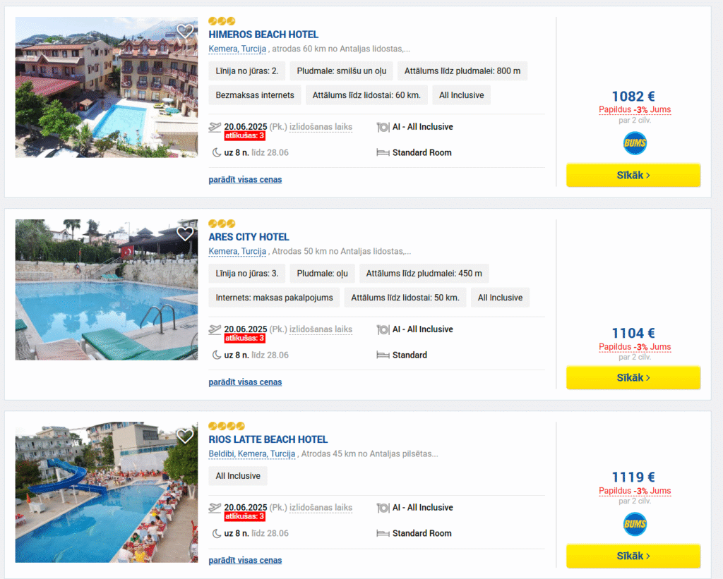 Turcija LĪGO svētkos ALL INCLUSIVE ceļojums no Rīgas