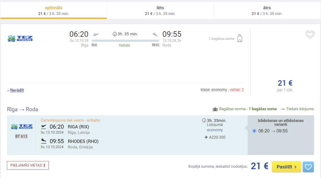 lēti lidojumi uz rodas salu no rīgas