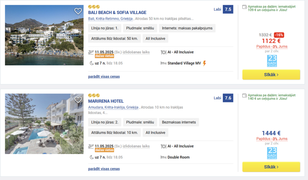 KRĒTA ALL INCLUSIVE Ceļojums no Rīgas