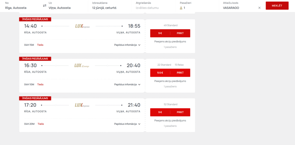 LUX EXPRESS atlaižu kods 2025