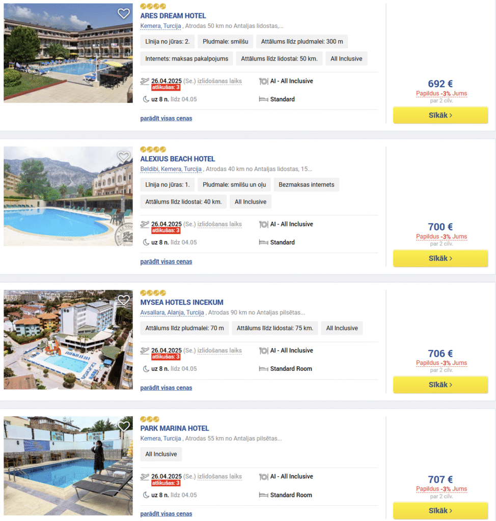 MAIJA BRĪVDIENAS TURCIJĀ All Inclusive