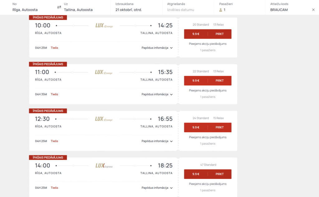 LUX EXPRESS atlaižu kods