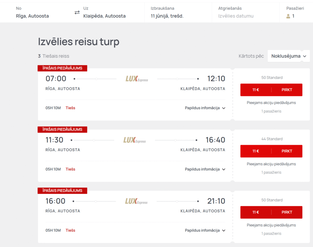 no rīgas uz klaipēdu palangu