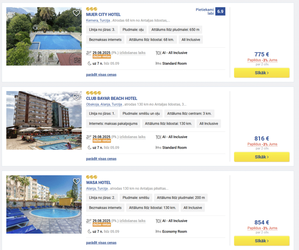Turcija ALL INCLUSIVE ceļojums no Rīgas