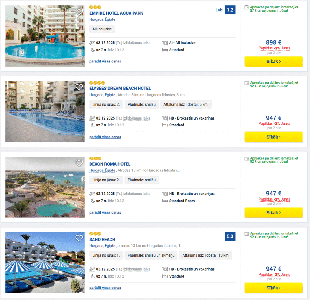 ĒĢIPTE ALL INCLUSIVE Ceļojums no Rīgas