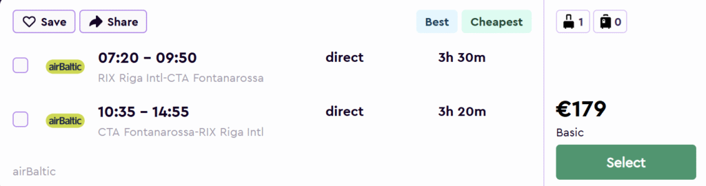 lēti lidojumi uz KATĀNIJU no Rīgas