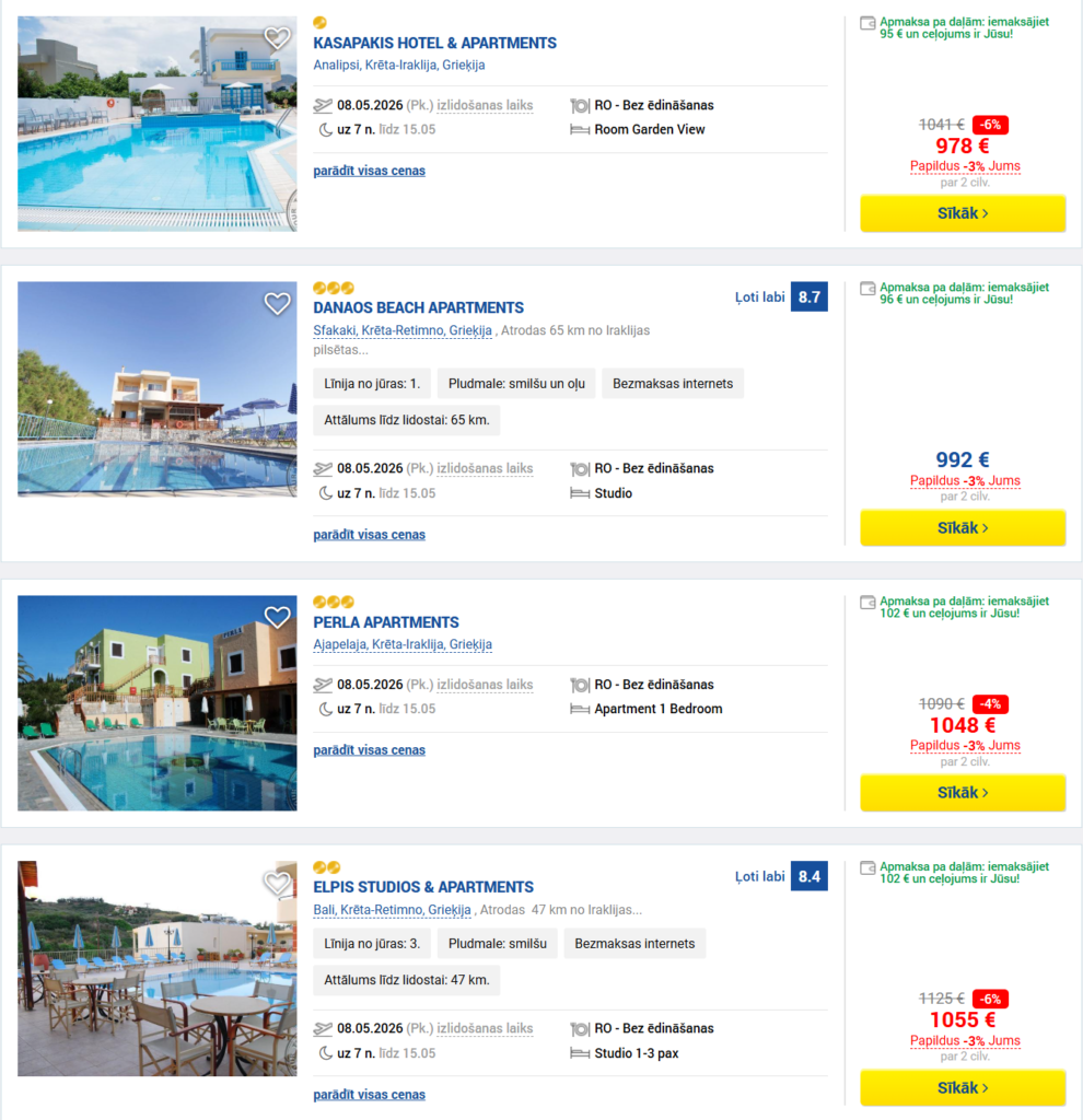 Ceļojums uz KRĒTU no Rīgas