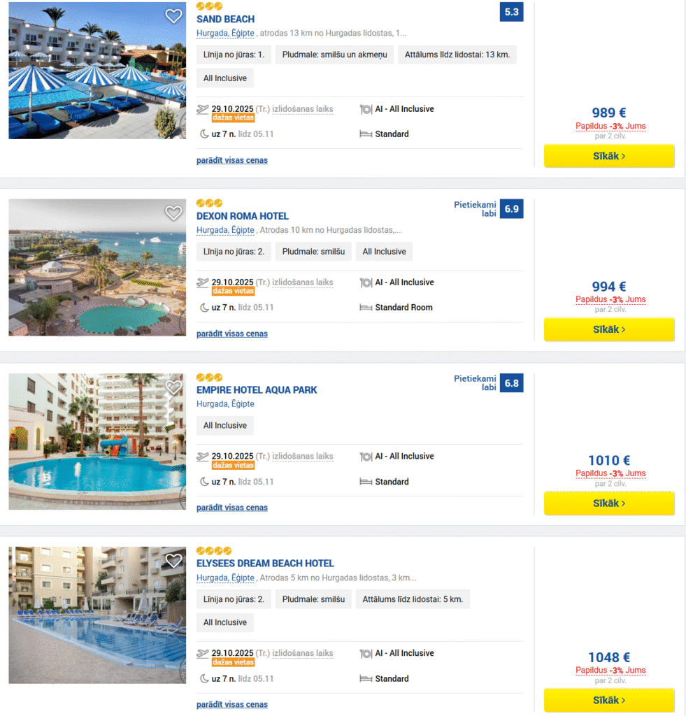 ĒĢIPTE ALL INCLUSIVE Ceļojums no Rīgas