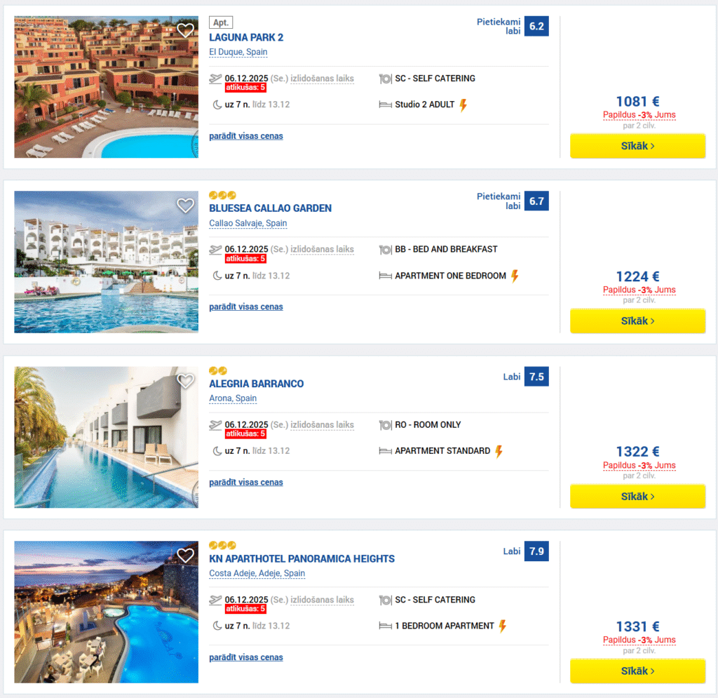 Ceļojums uz TENERIFI no Rīgas