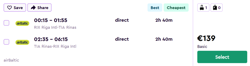 lēti lidojumi uz albāniju no rīgas