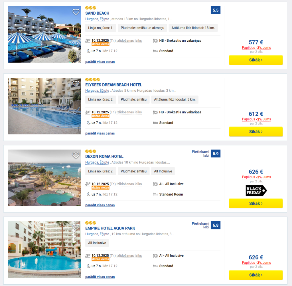 LAST MINUTE Ceļojums uz ĒĢIPTI no Rīgas