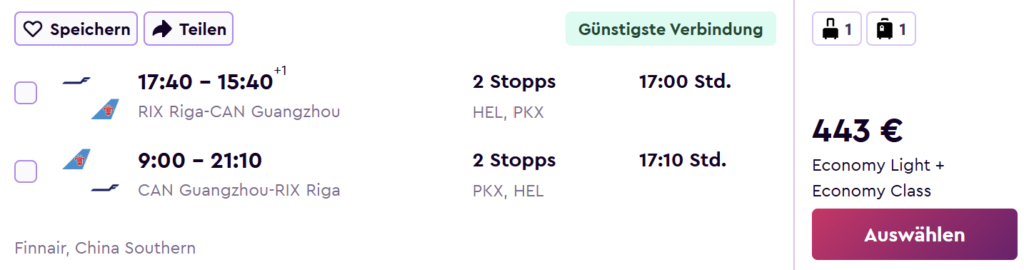Lēti lidojumi uz Guandžou (ĶĪNU) no Rīgas