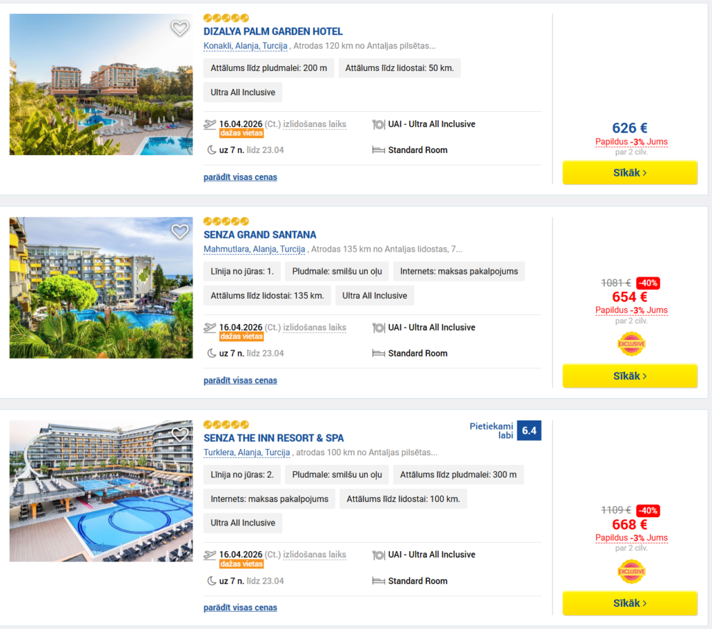 5 ALL INCLUSIVE TURCIJĀ no Rīgas