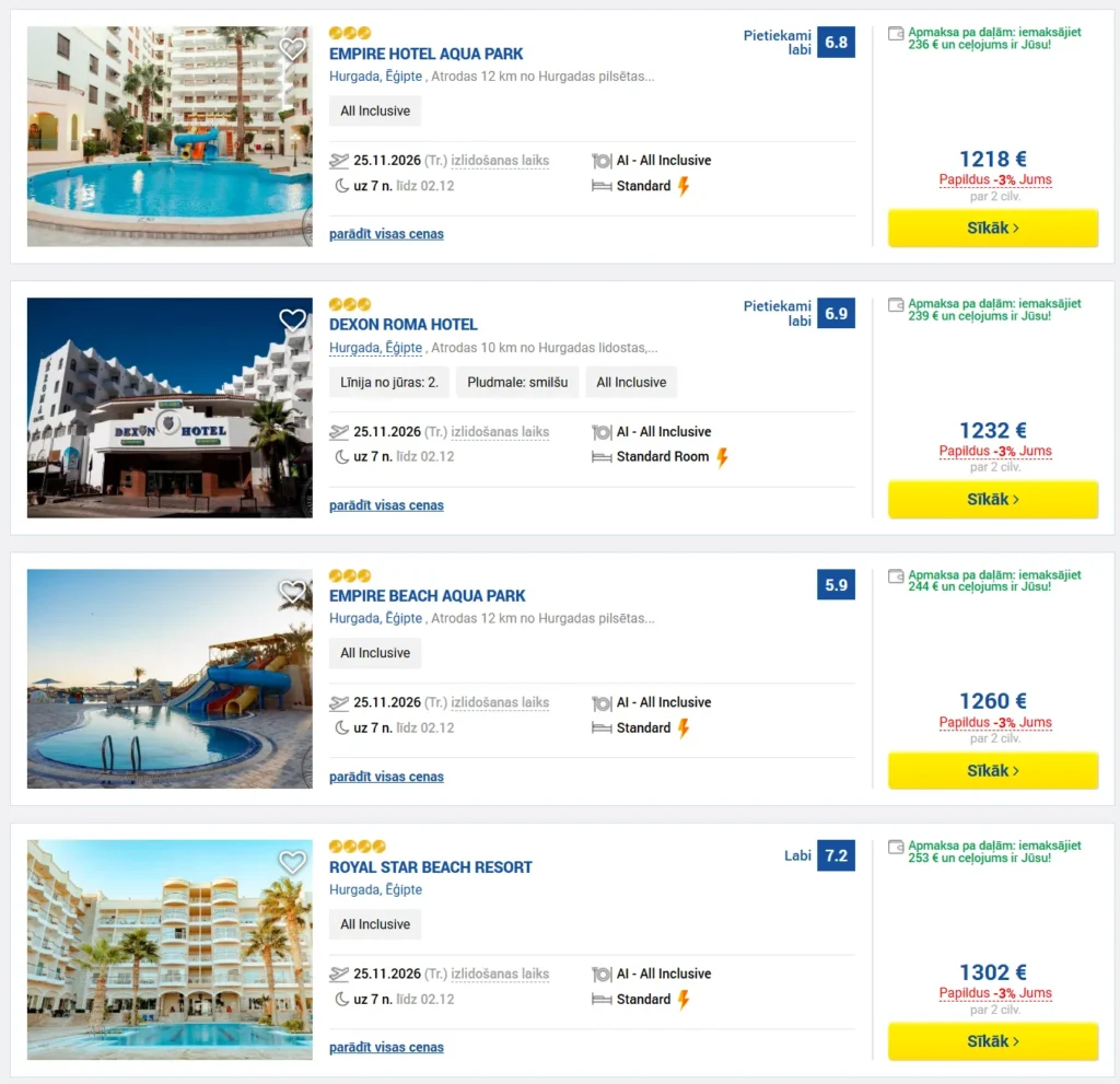 ĒĢIPTE ALL INCLUSIVE Ceļojums no Rīgas