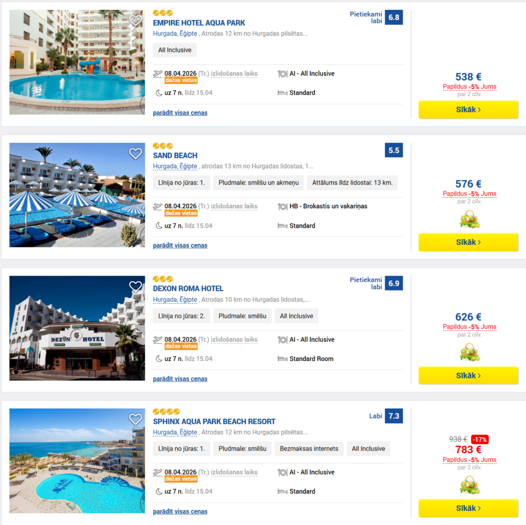 ĒĢIPTE ALL INCLUSIVE Ceļojums no Rīgas