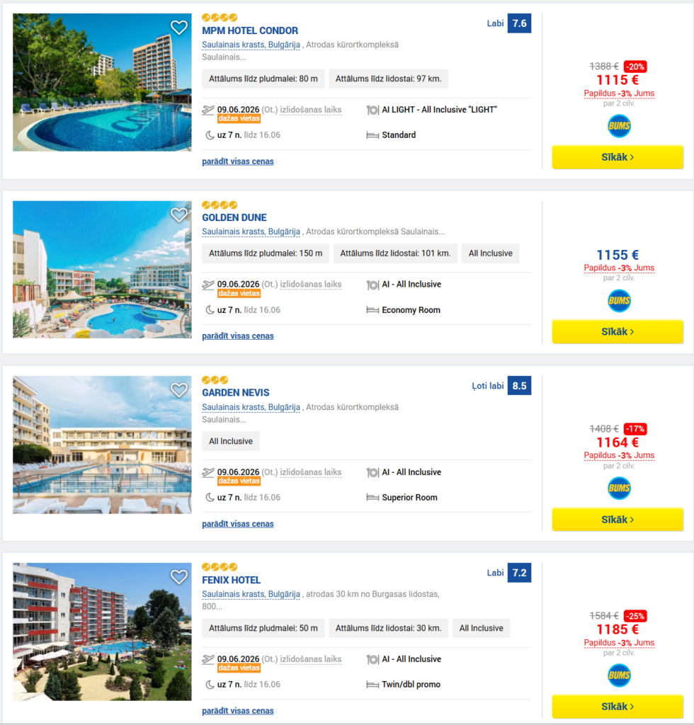 Bulgārija ALL INCLUSIVE Ceļojums no Rīgas