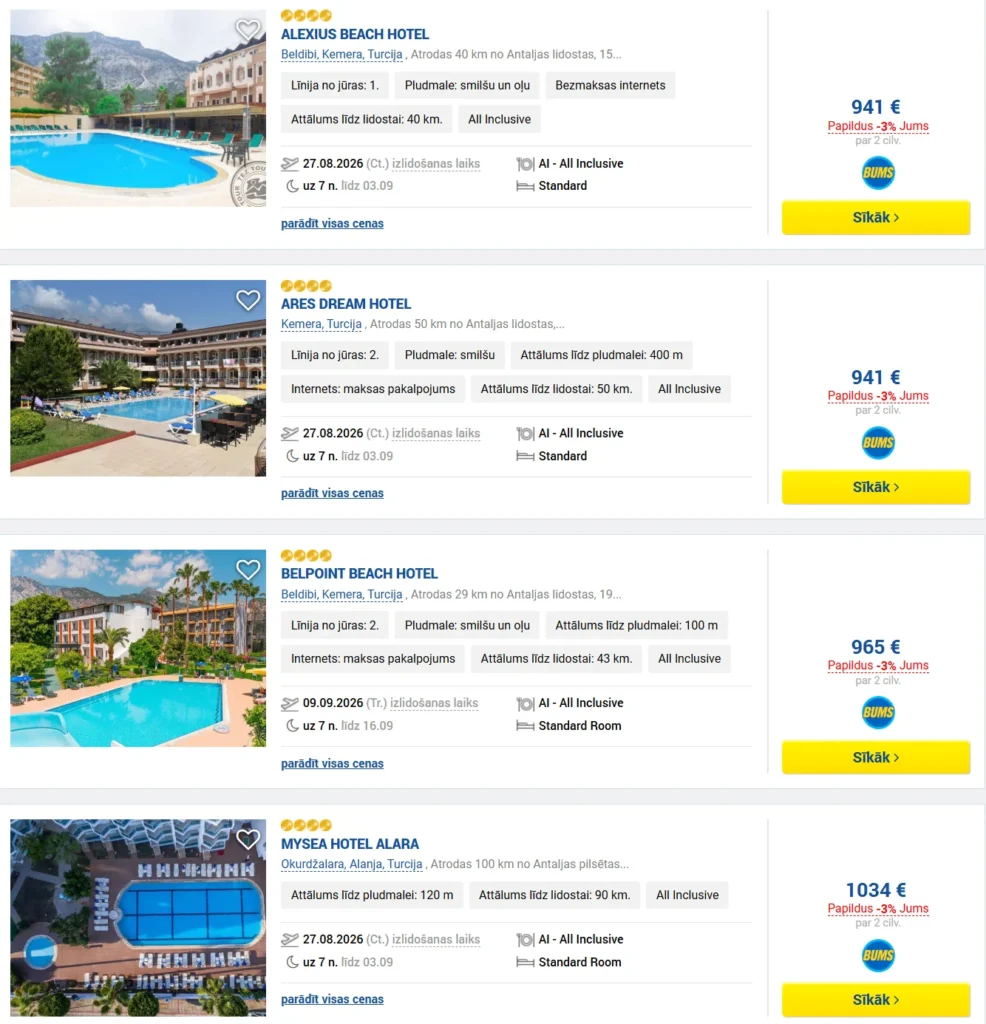 Turcija ALL INCLUSIVE ceļojums vasarā no Rīgas