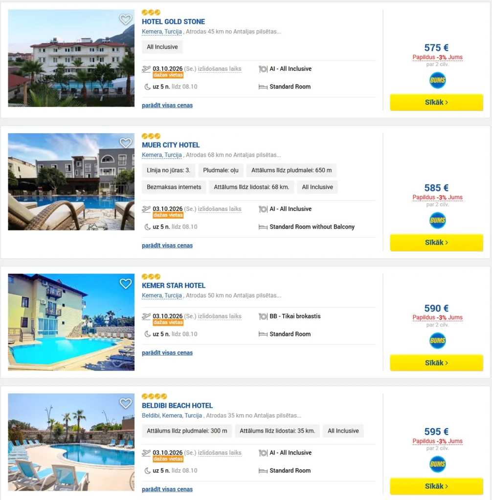 LAST MINUTE Turcija ALL INCLUSIVE ceļojums no Rīgas