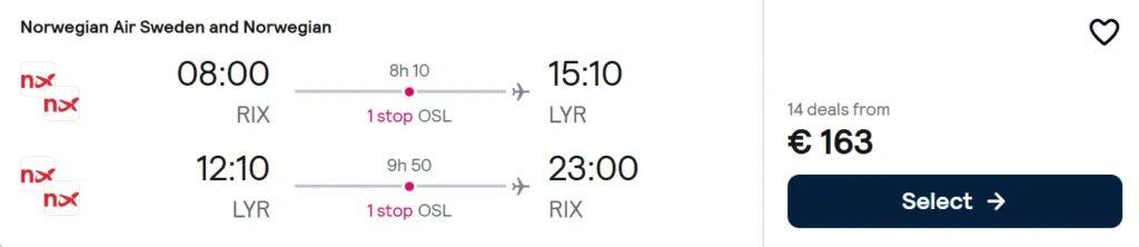 Lēti lidojumi uz SVALBĀRU no Rīgas